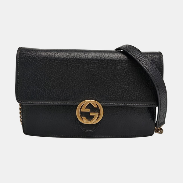 Authenticated pre-owned  Interlocking G Calfskin Black - Shoulder Bag at Looply