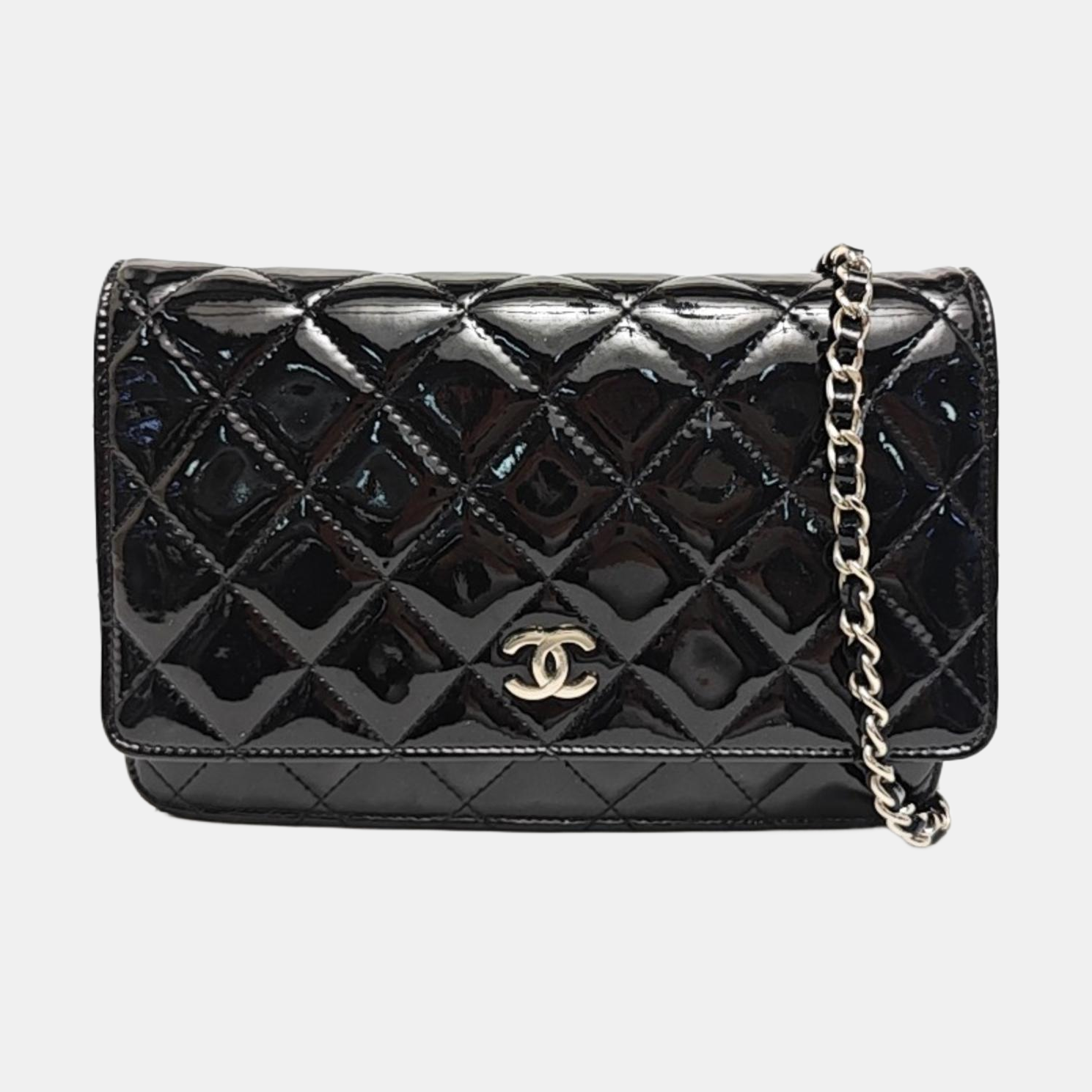 WOC Quilted Patent Leather Black