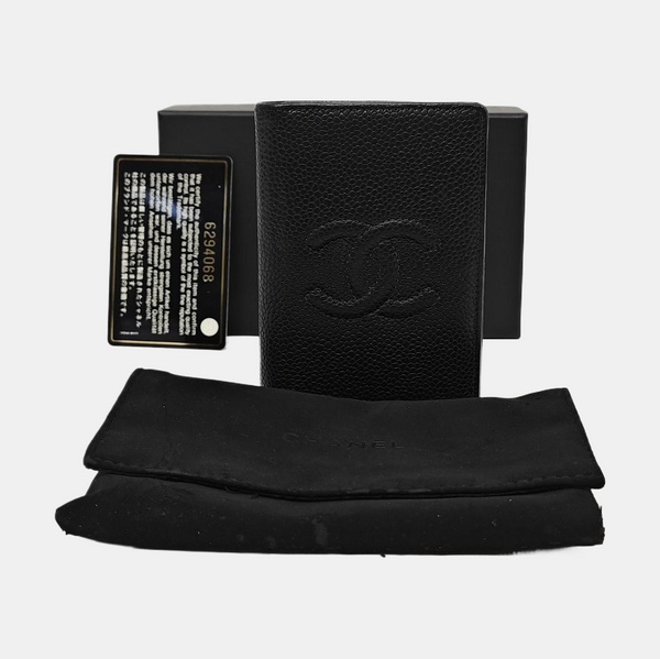 Grained Calfskin Card Holder Black