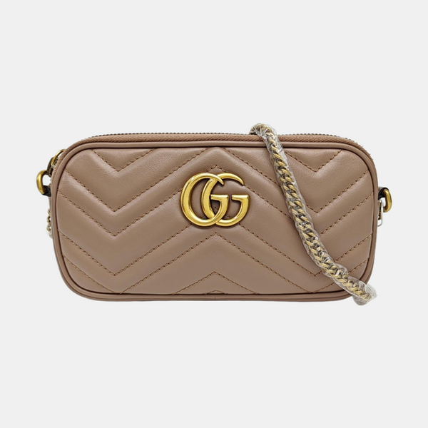 GG Marmont Mini Quilted Calfskin Beige