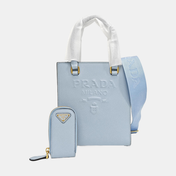 Saffiano Calfskin Tote Bag Small Blue
