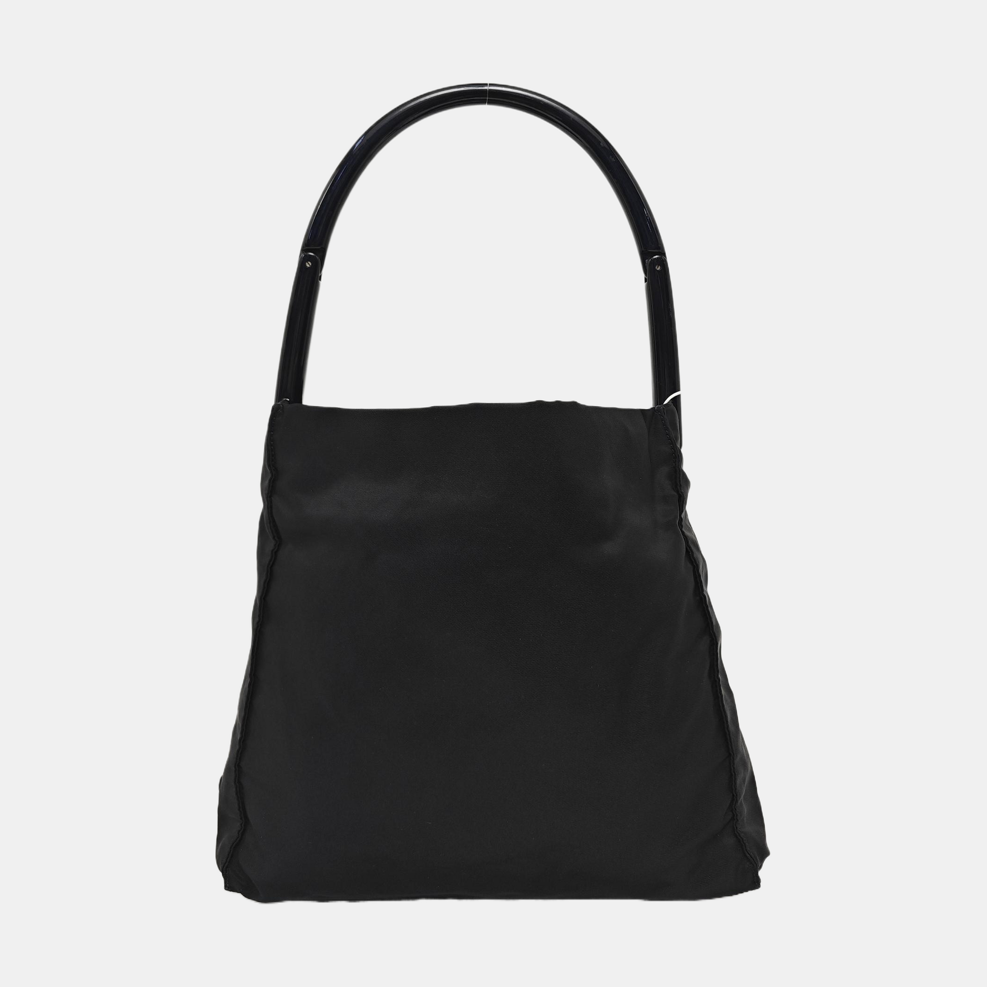 Bolso de mano de nailon negro