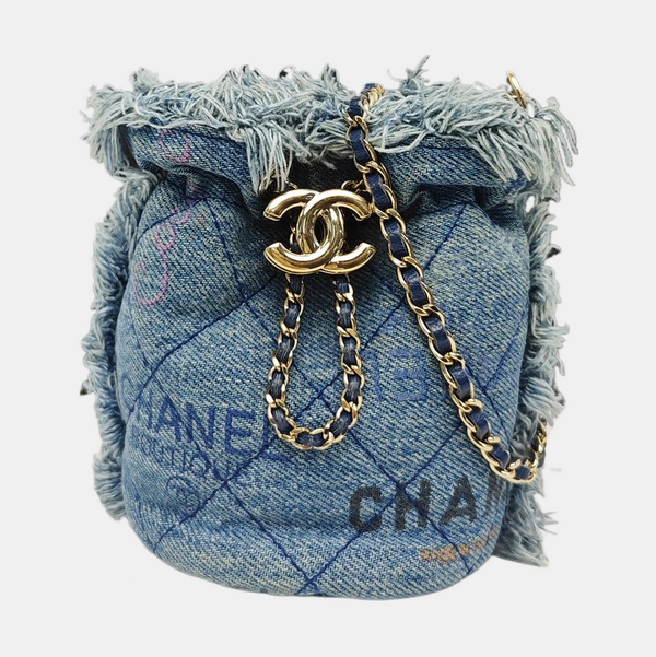 DRAWSTRING Mini Quilted Denim Blue