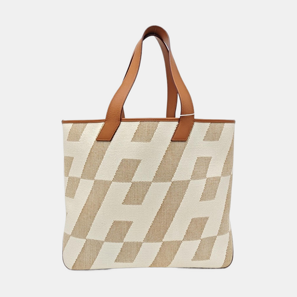 Cabas H En Biais Fabric White