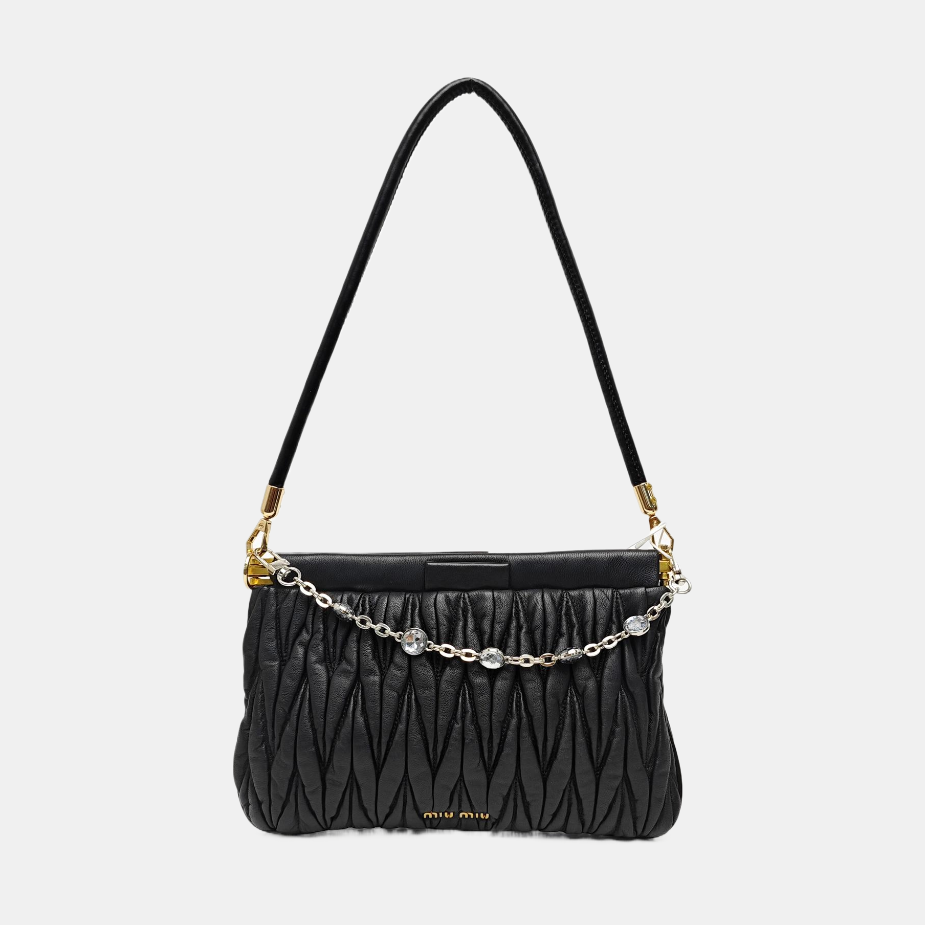 Quilted Lambskin Top Handle Bag Black