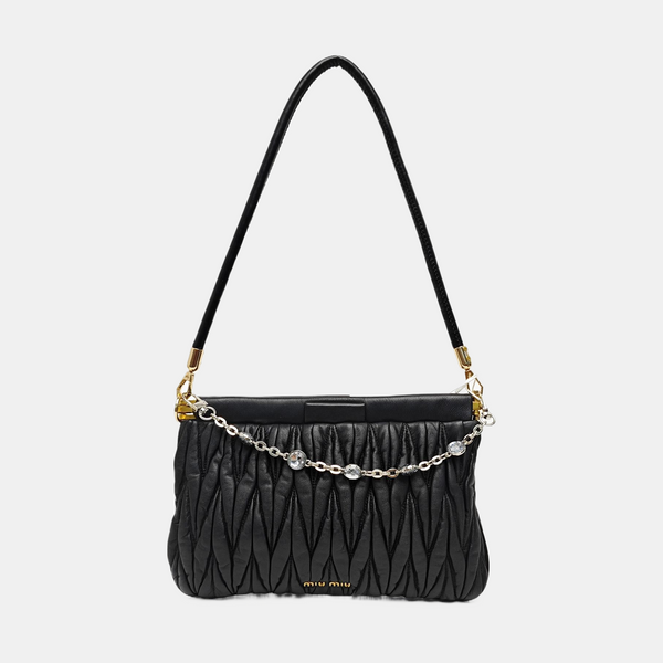 Quilted Lambskin Top Handle Bag Black