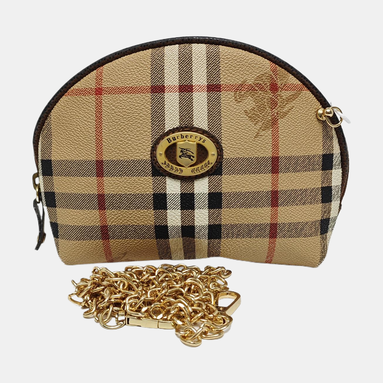 Coated Canvas Clutch Brown