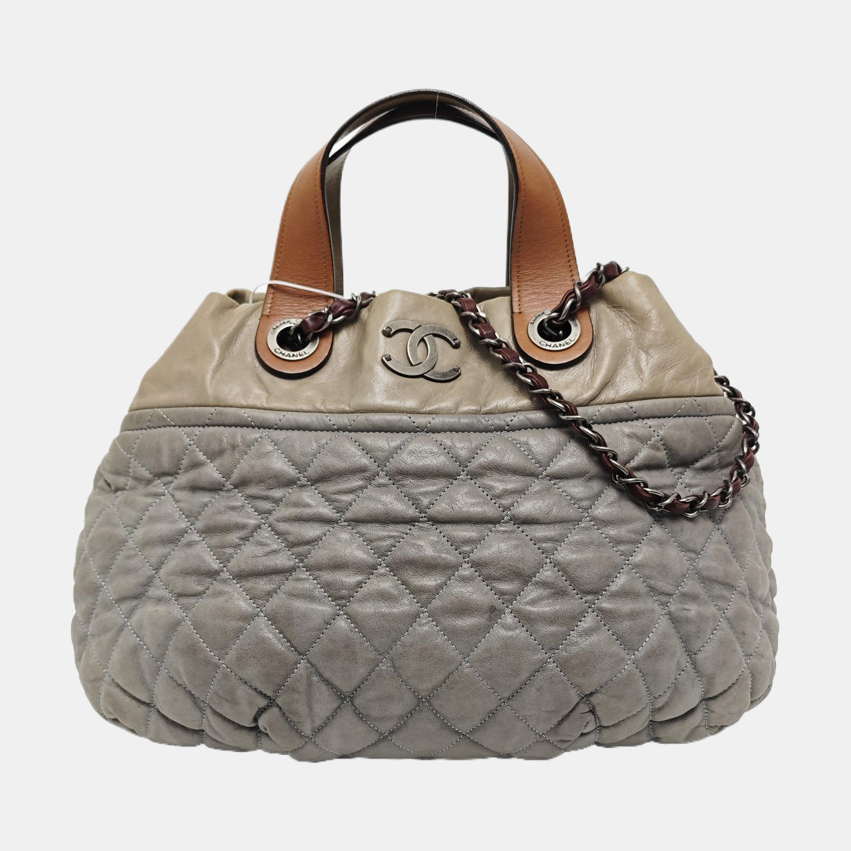 TOTE BAG Quilted Calfskin Gray