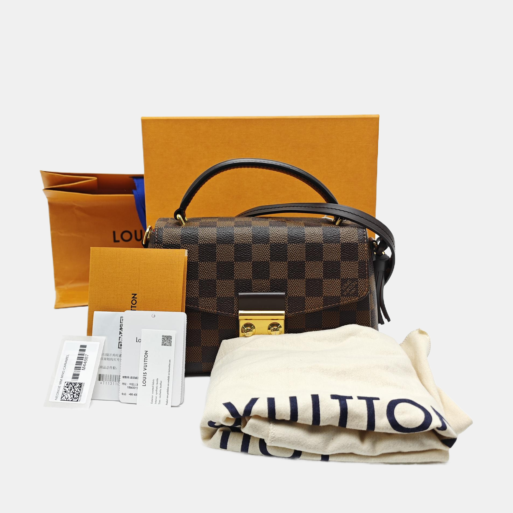 CROISETTE Damier Ebene Coated Canvas Brown