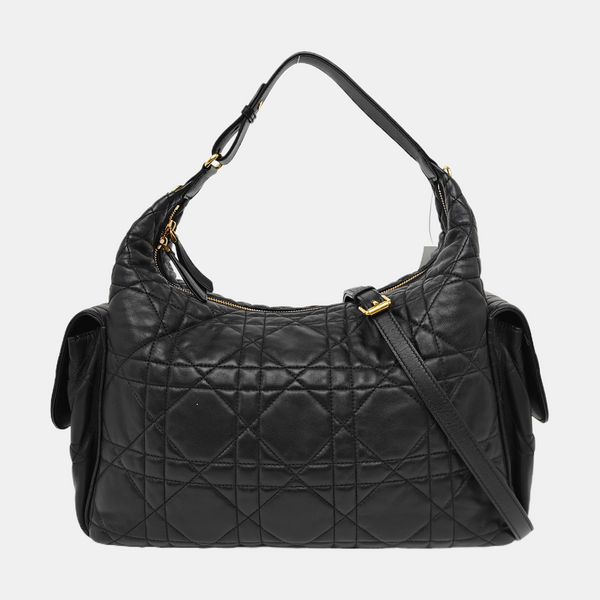 Cannage Lambskin Shoulder Bag Black