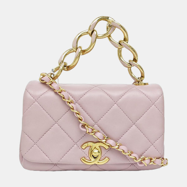 Quilted Lambskin Shoulder Bag Pink