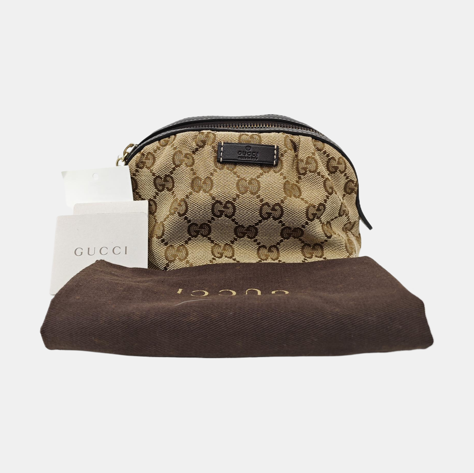 Monogram Fabric Clutch Beige