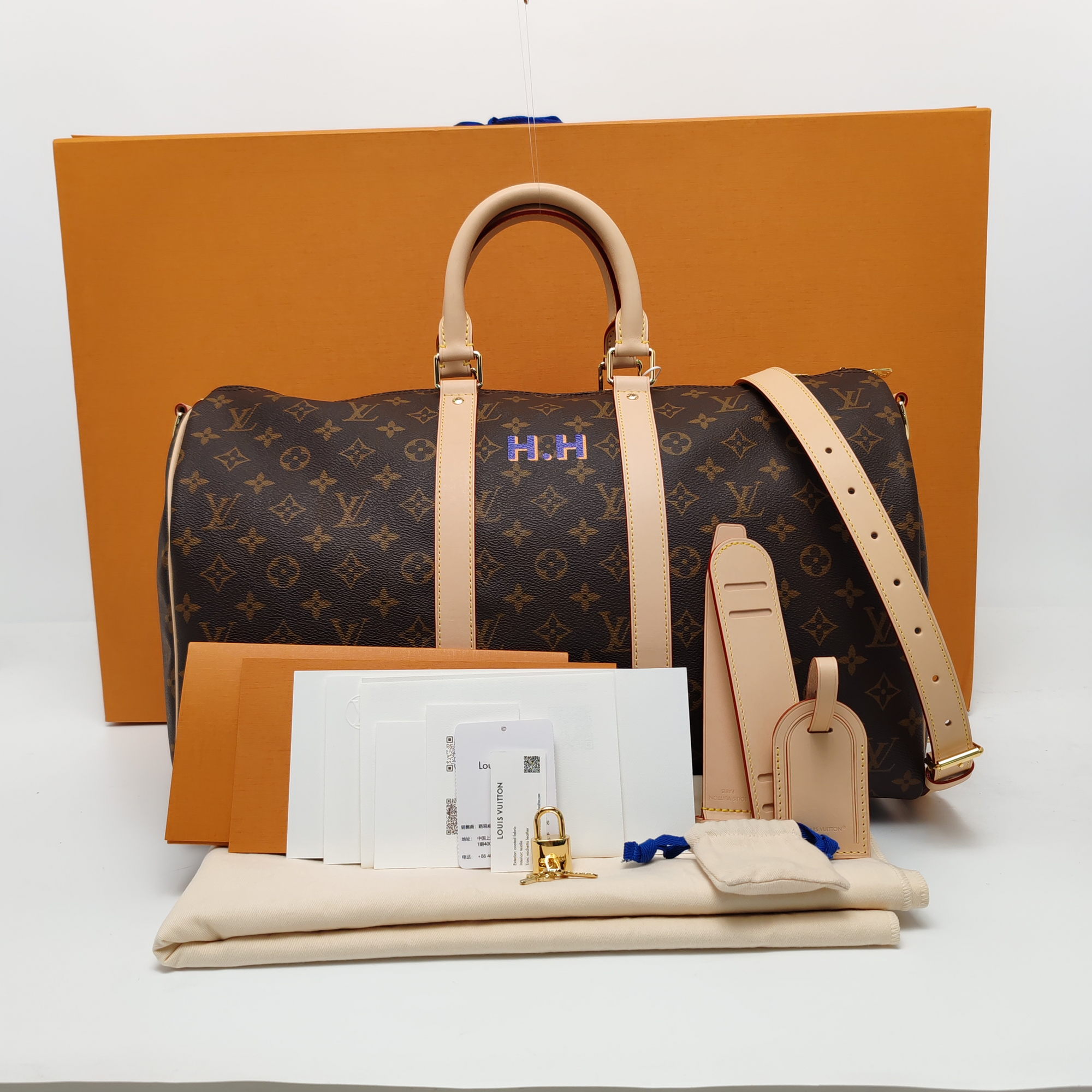 KEEPALL 45 Monogram Coated Canvas Brown