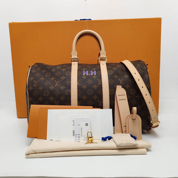KEEPALL 45 Monogram Coated Canvas Brown