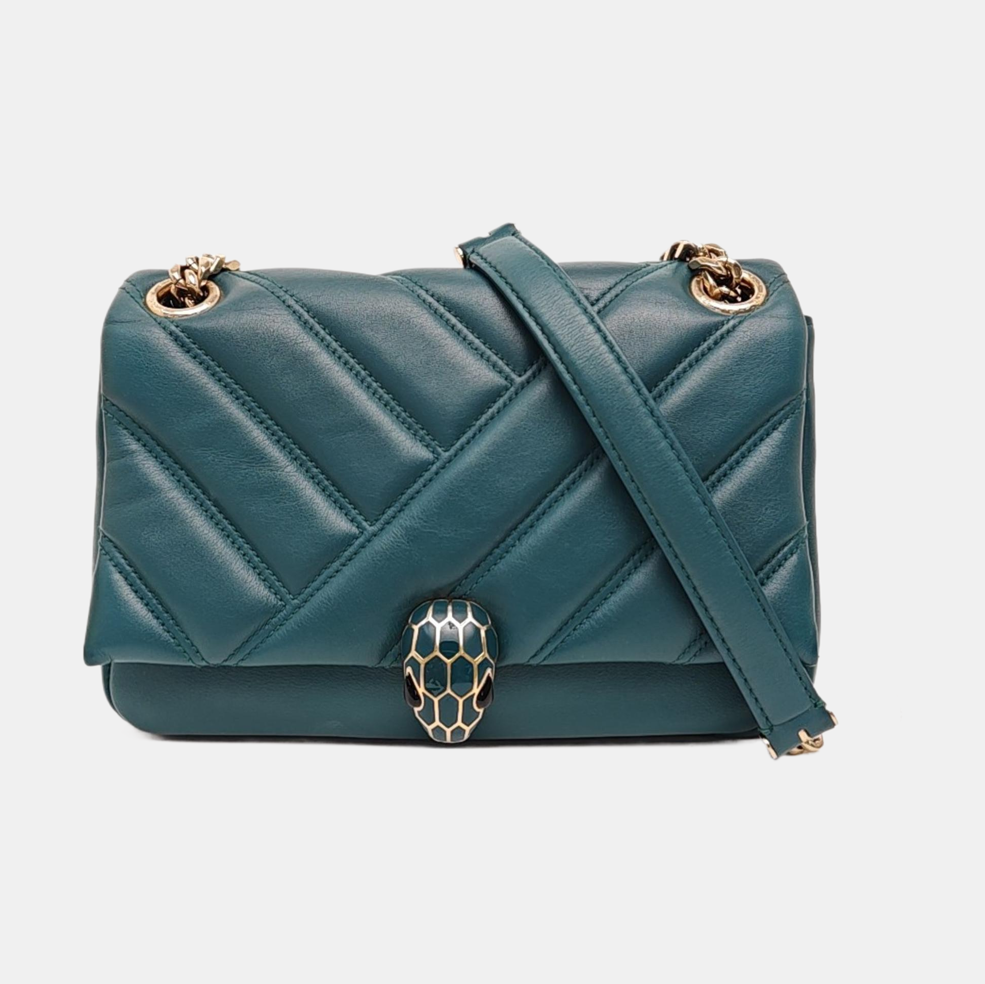 SERPENTI CABOCHON Small Quilted Lambskin Green