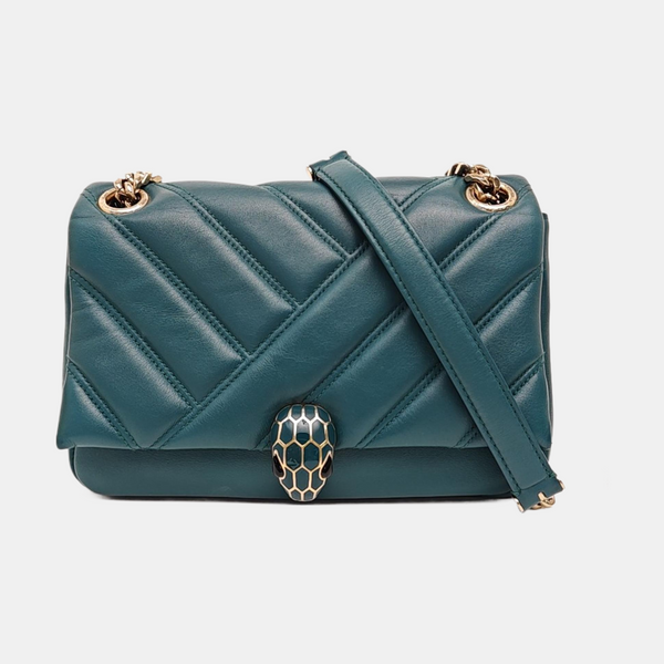 SERPENTI CABOCHON Small Quilted Lambskin Green