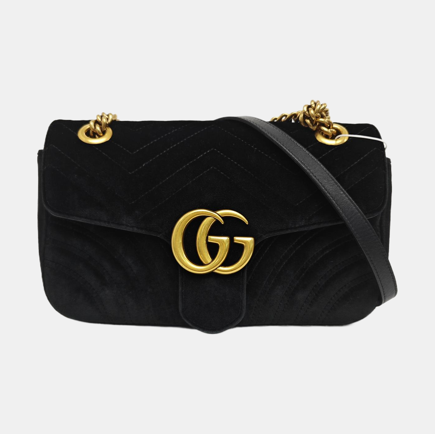 GG Marmont Medium Quilted Velvet Black
