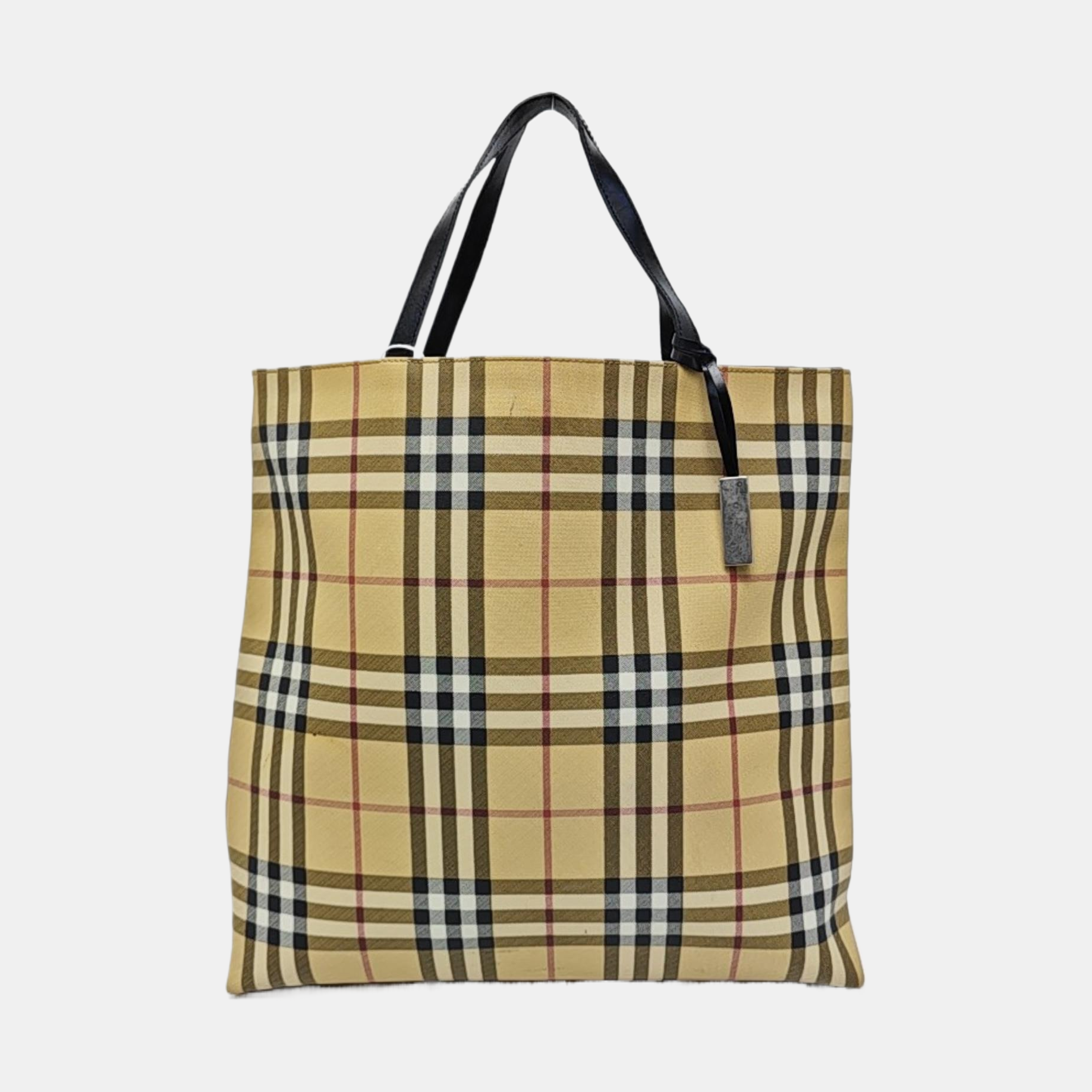 Coated Canvas Top Handle Bag Beige