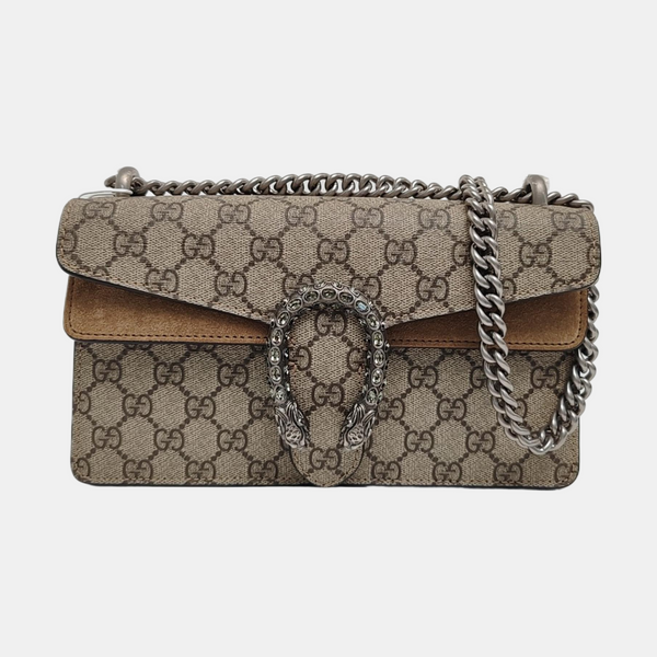 Dionysus Small Monogram Coated Canvas Beige