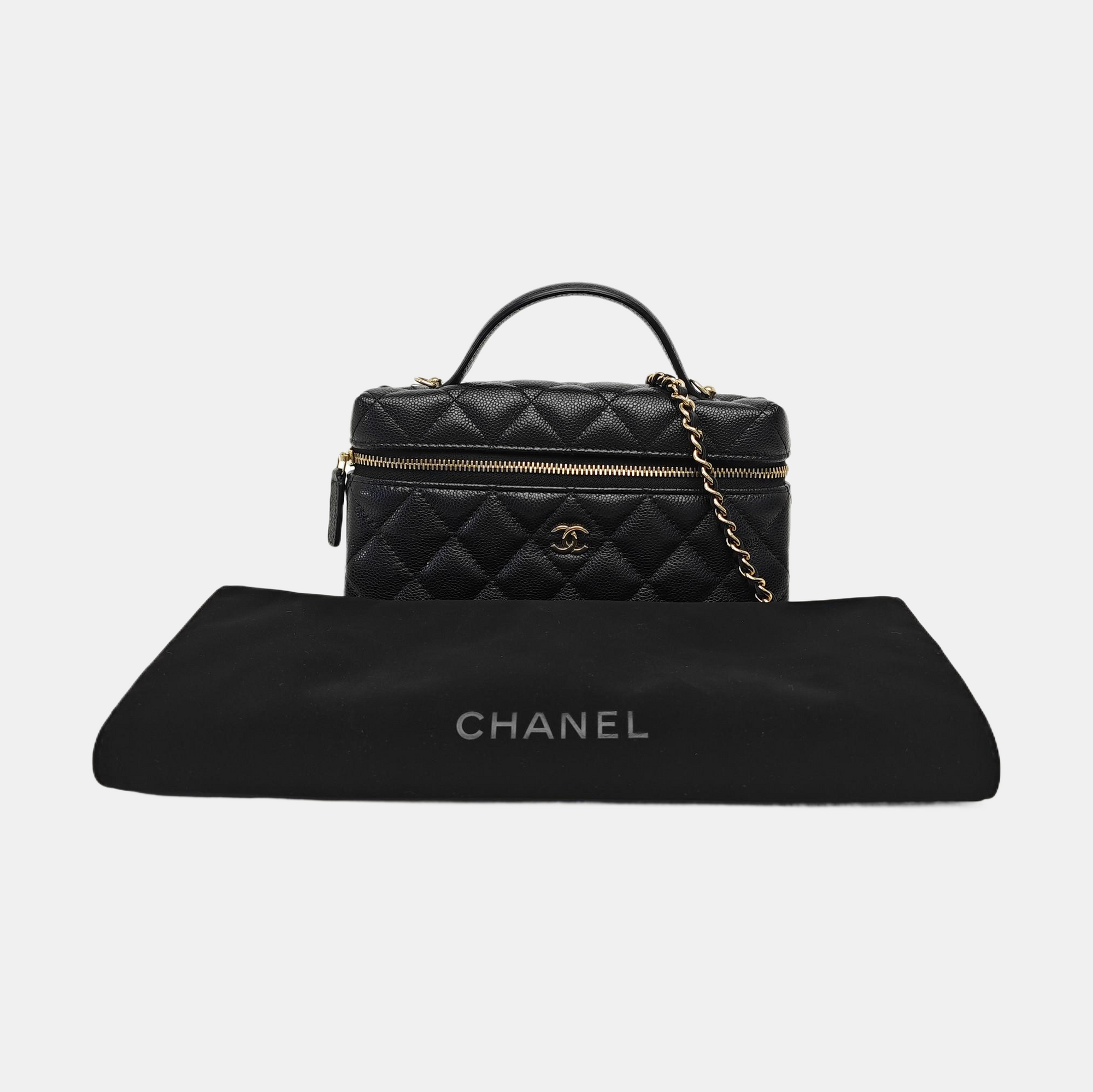 25C Quilted Grained Calfskin Black