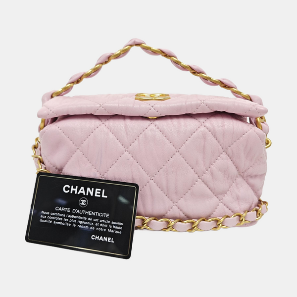 Quilted Lambskin Shoulder Bag Pink