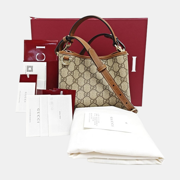 GG Emblem Monogram Coated Canvas Beige