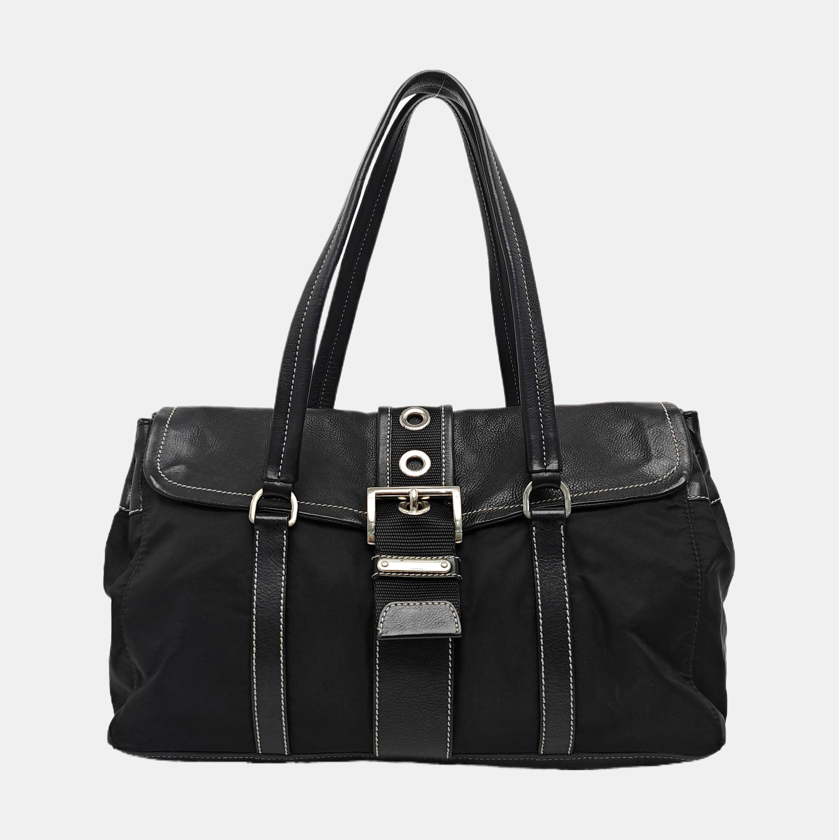 Nylon Top Handle Bag Black
