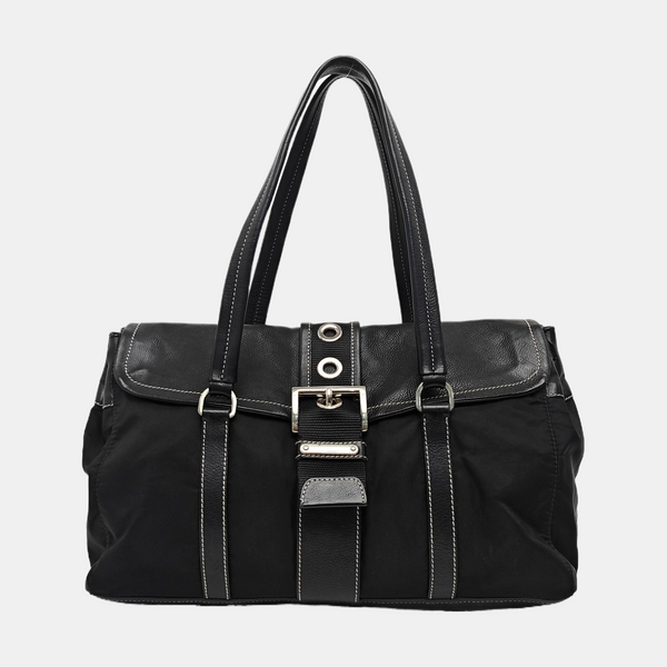 Nylon Top Handle Bag Black