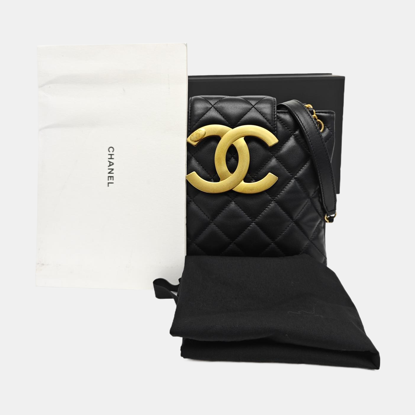 Quilted Lambskin Shoulder Bag Black