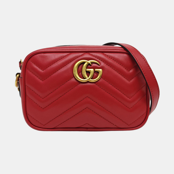 GG Marmont Super Mini Quilted Calfskin Red