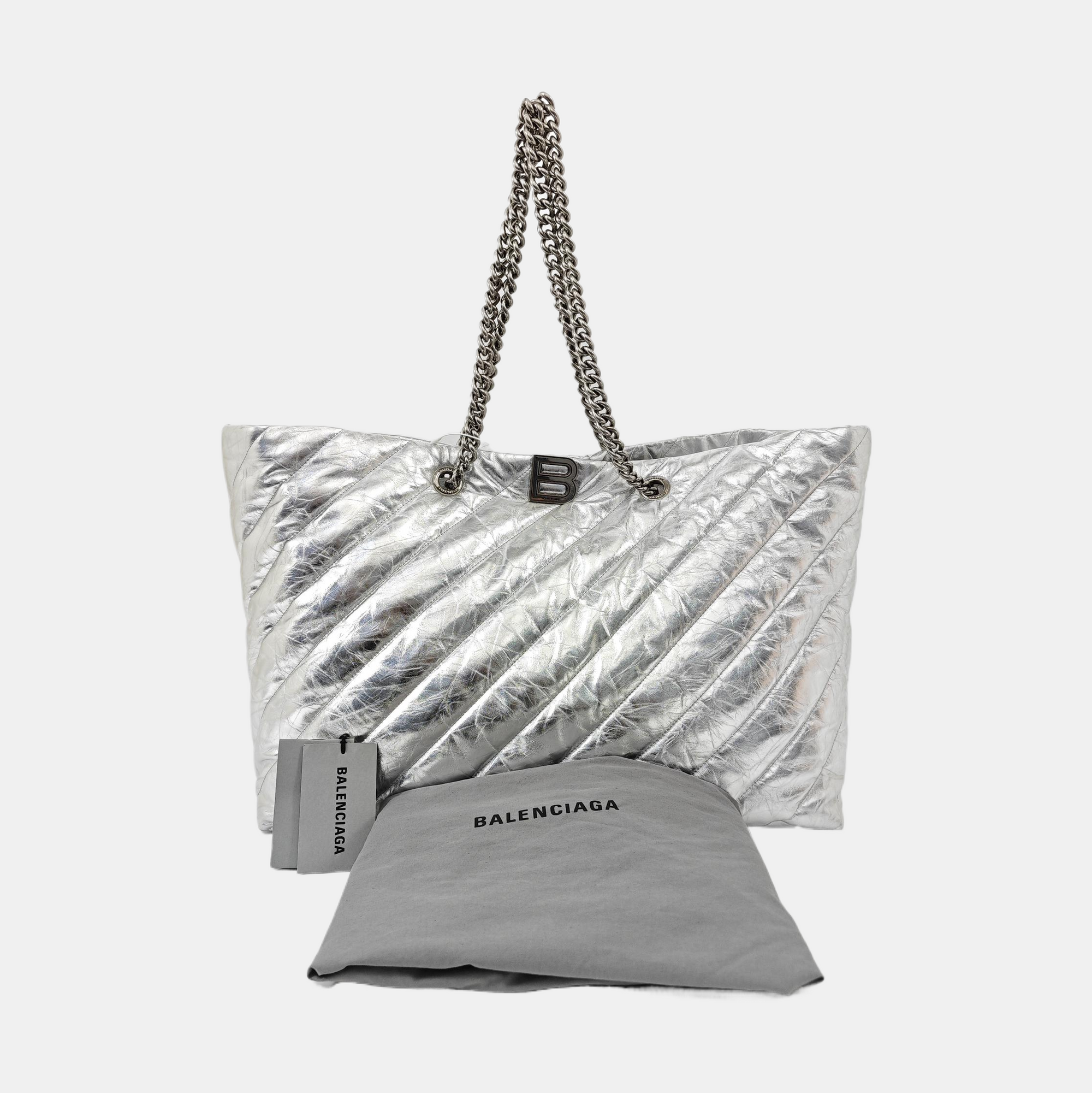 Crush Large Quilted Calfskin Silver