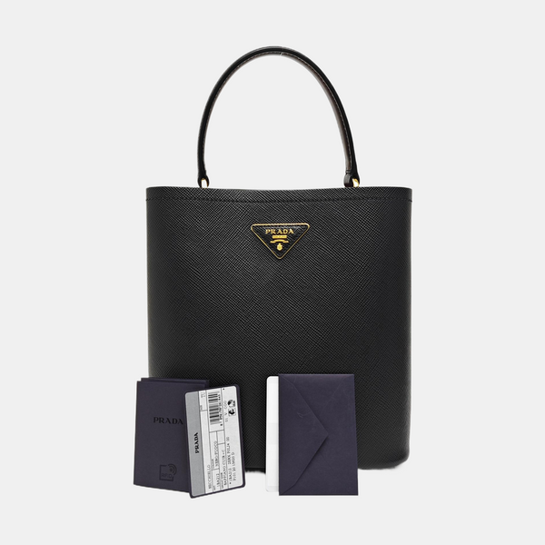 Panier Medium Saffiano Calfskin Black