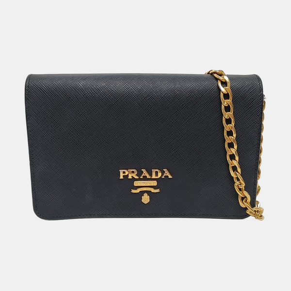 Saffiano Calfskin Shoulder Bag Black