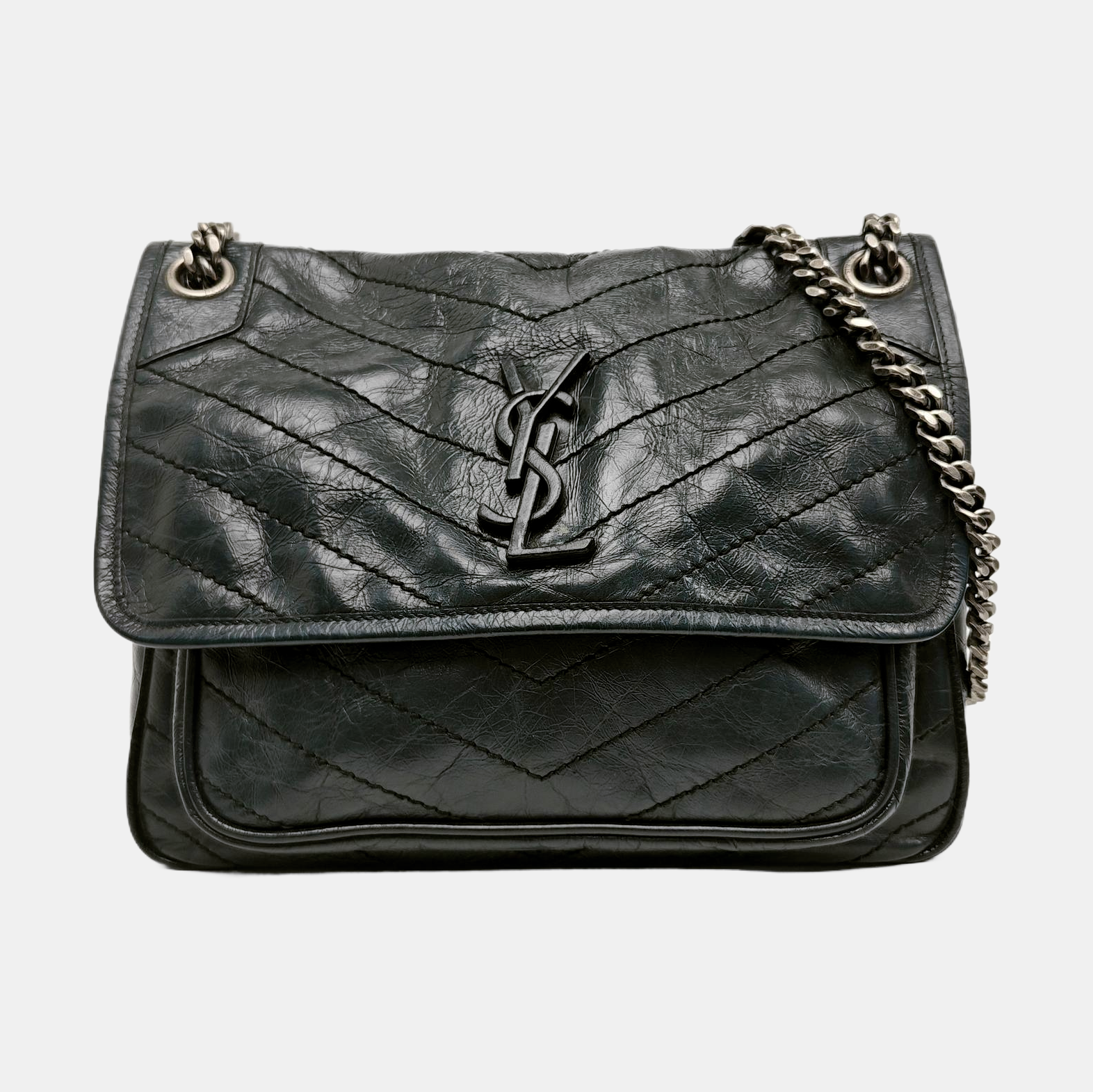 NIKI Medium Chevron Calfskin Green
