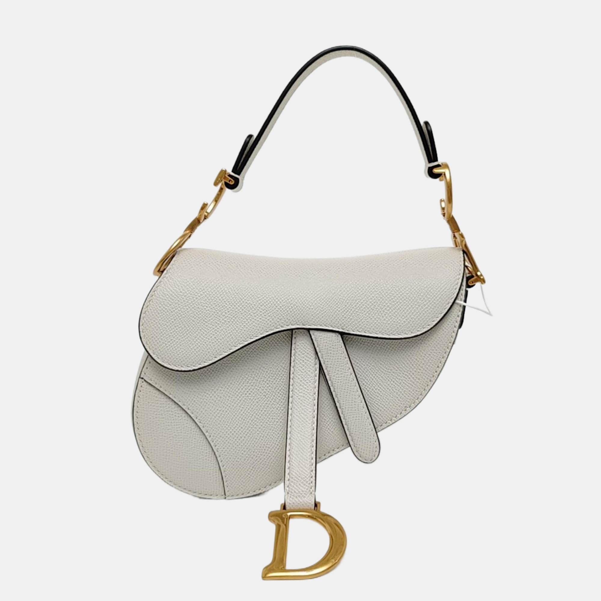 Authenticated pre-owned  Saddle Mini Calfskin White - Top Handle Bag at Looply