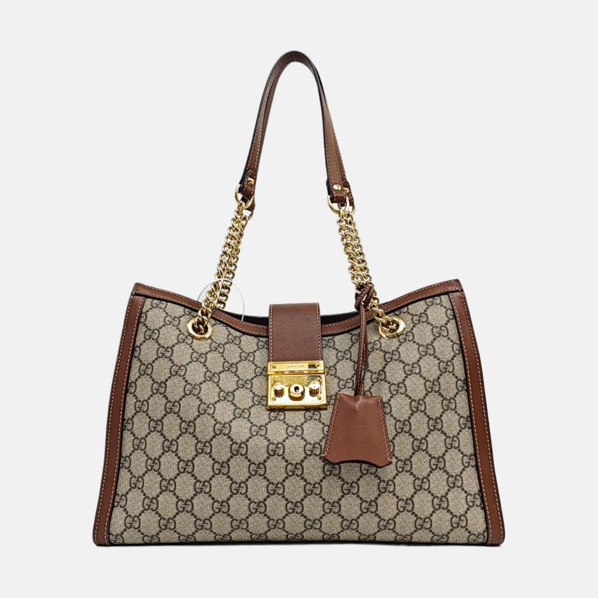 Padlock Medium Monogram Coated Canvas Beige