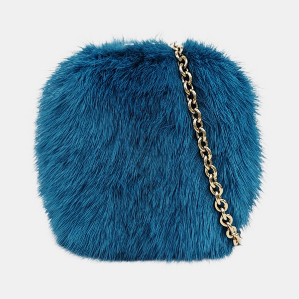 Fur Shoulder Bag Blue
