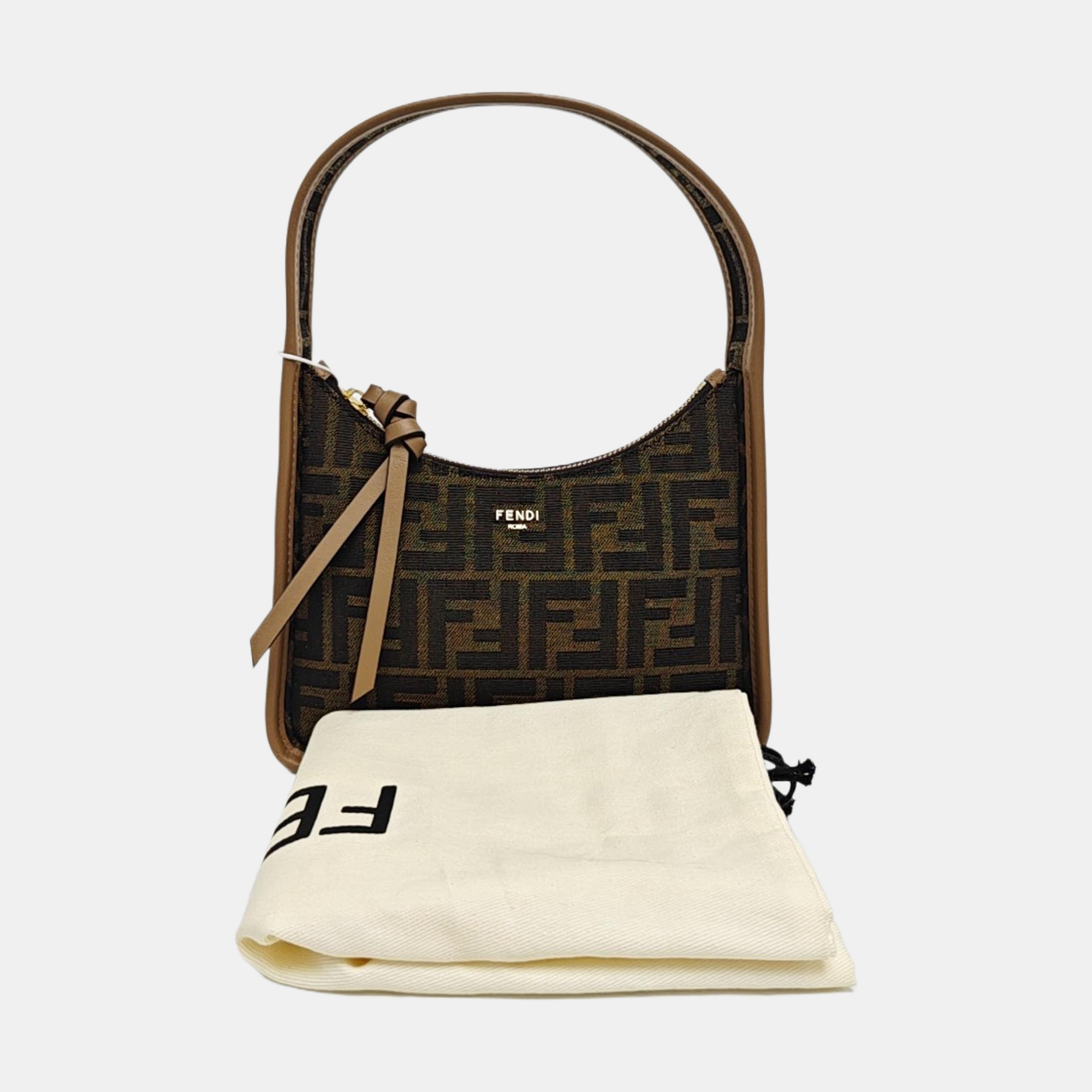 Fabric Top Handle Bag Brown