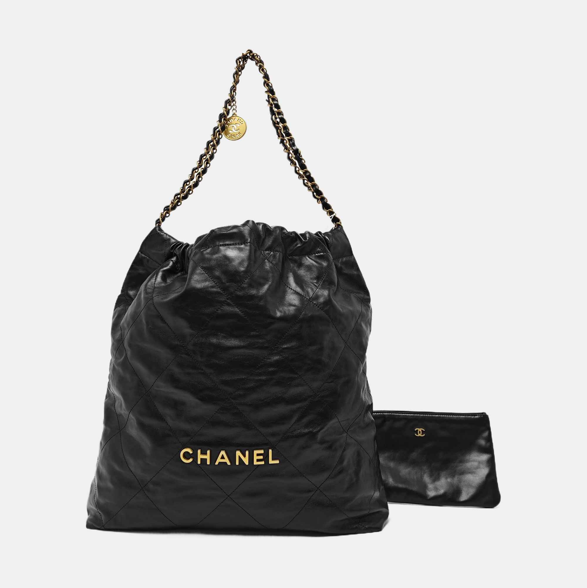 CHANEL 22 Large Quilted Calfskin Black