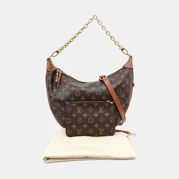 LOOP HOBO Monogram Coated Canvas Brown