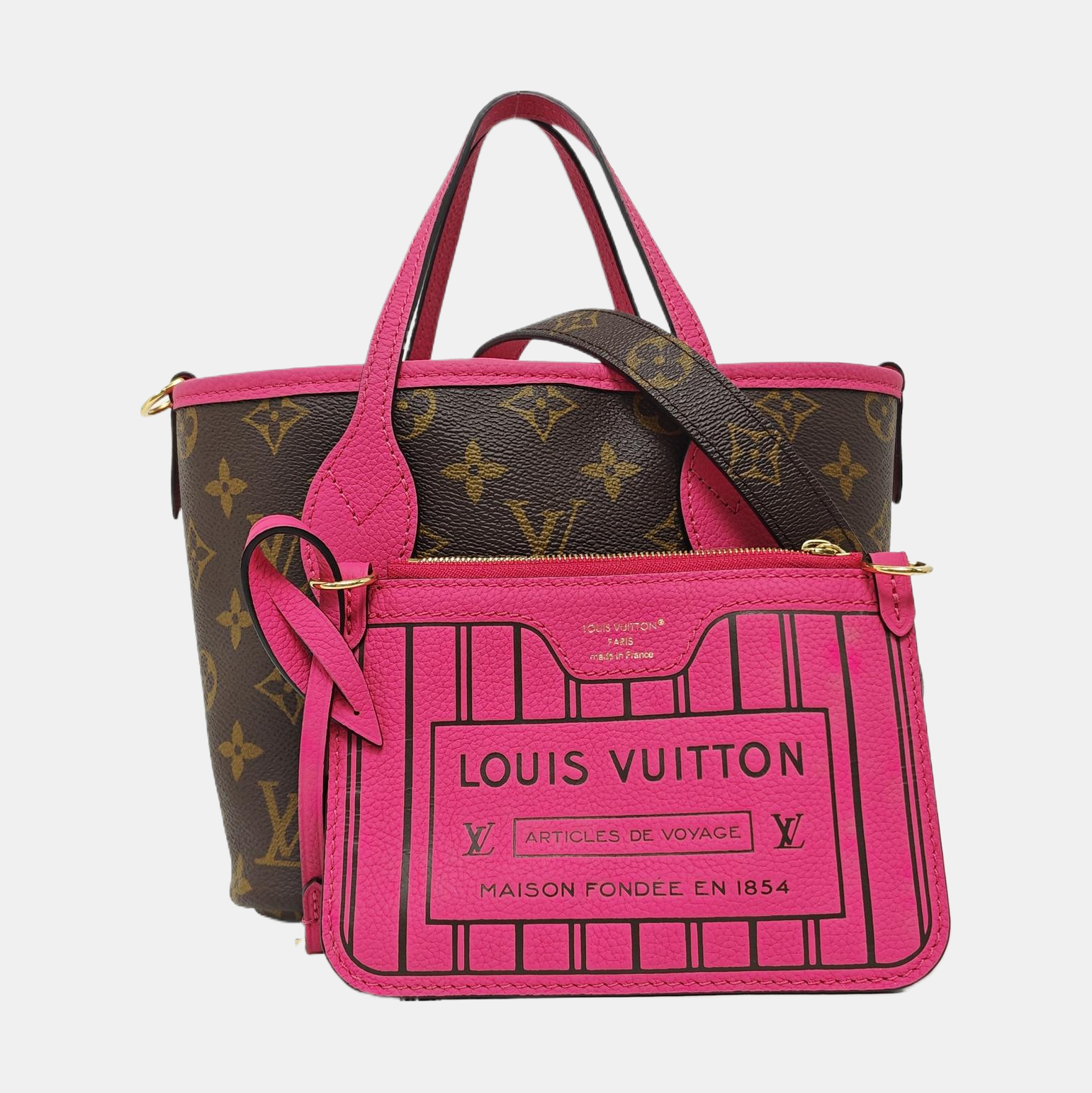 NEVERFULL INSIDE OUT BB Monogram Calfskin Red