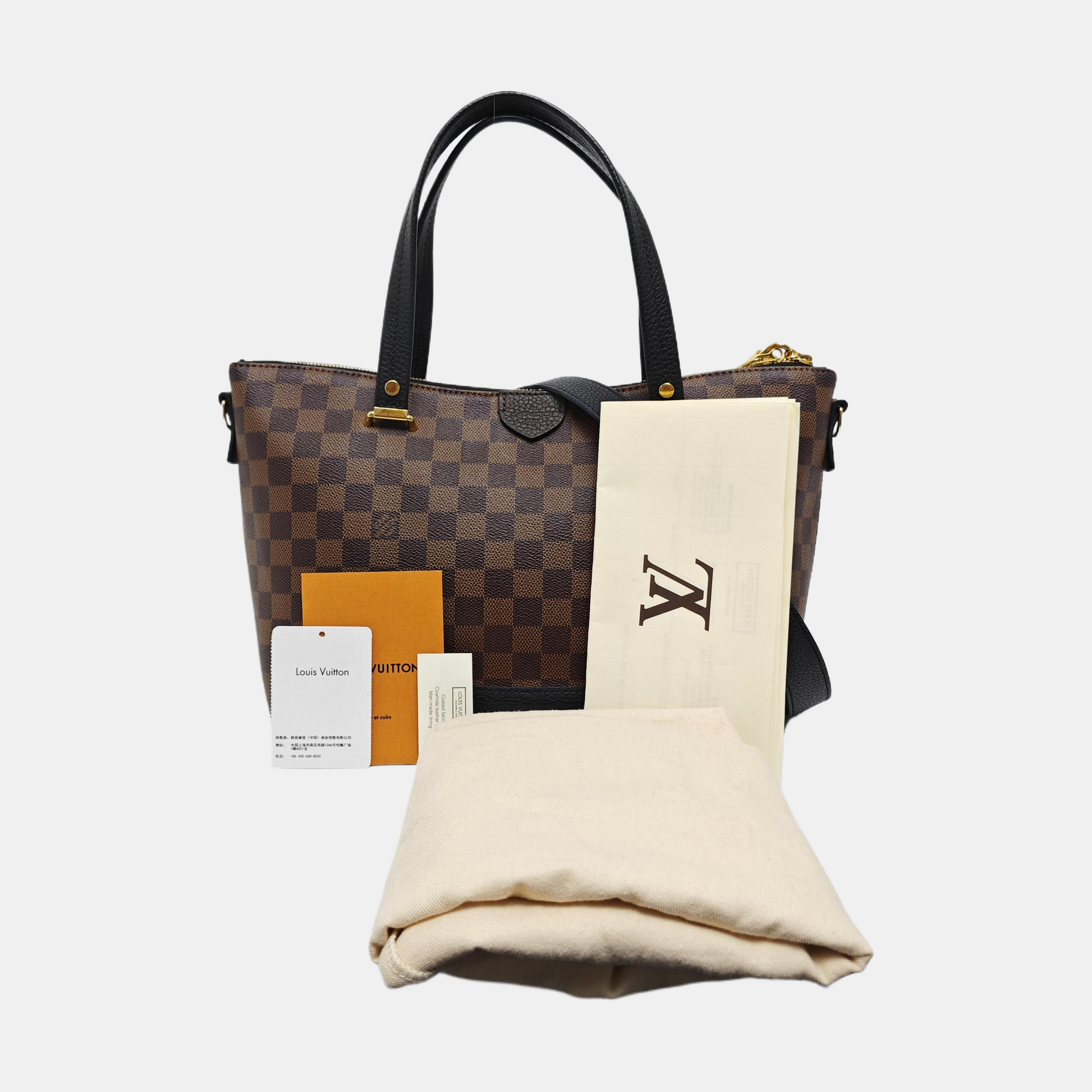 HYDE PARK Damier Ebene Coated Canvas Brown