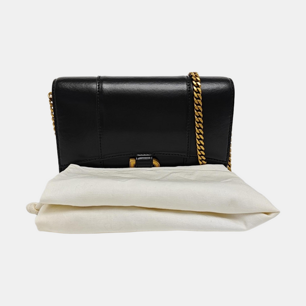 Hourglass Wallet On Chain Mini Calfskin Black