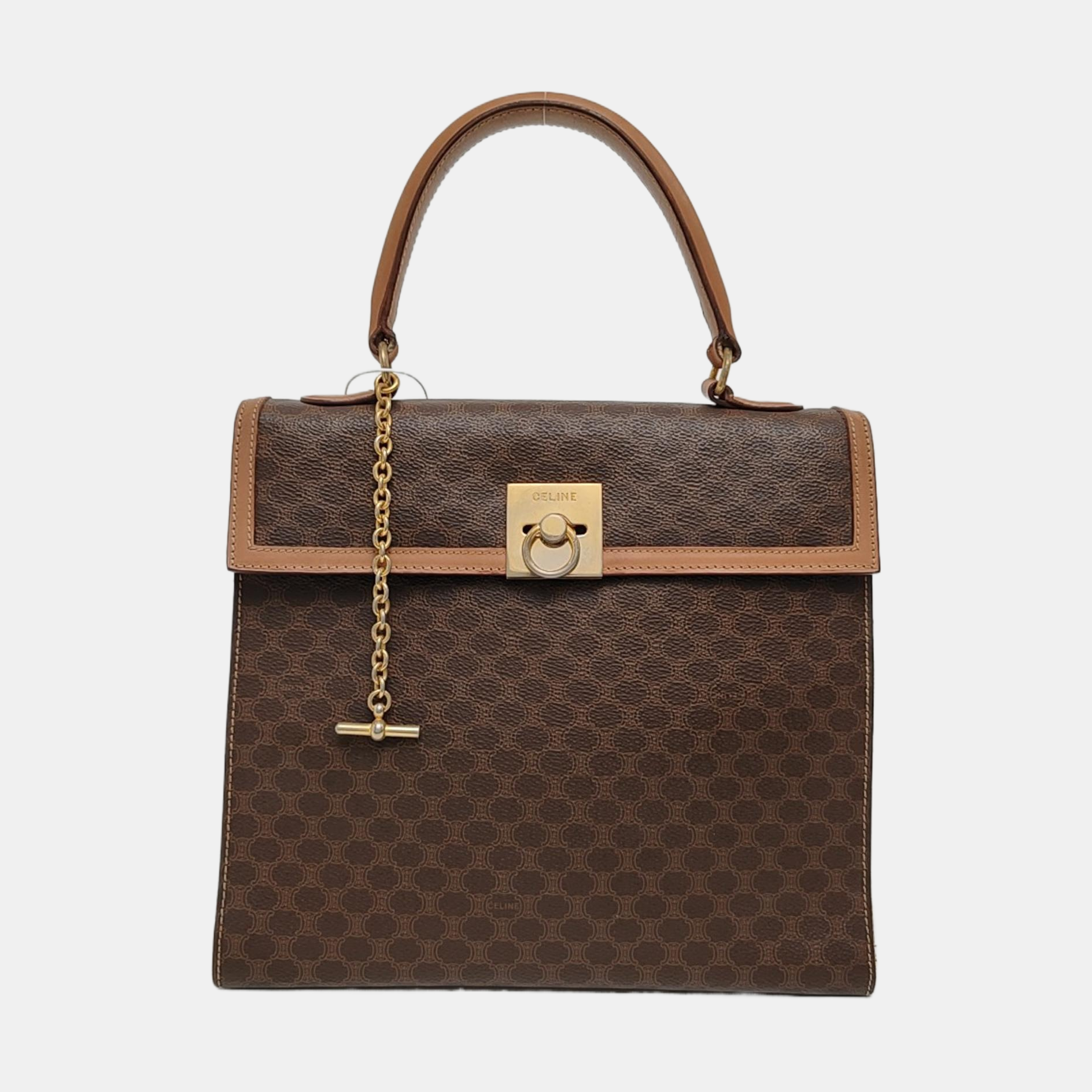 Authenticated pre-owned  MACADAM BLASON TRIOMPHE Coated Canvas Brown - Top Handle Bag at Looply