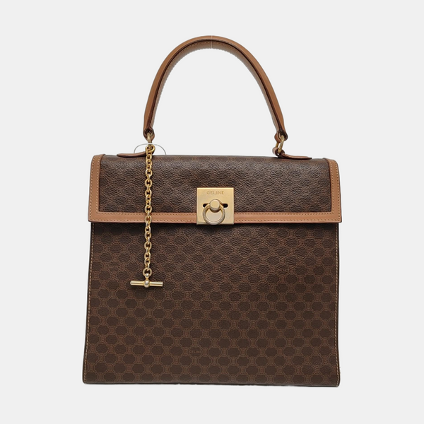 Authenticated pre-owned  MACADAM BLASON TRIOMPHE Coated Canvas Brown - Top Handle Bag at Looply