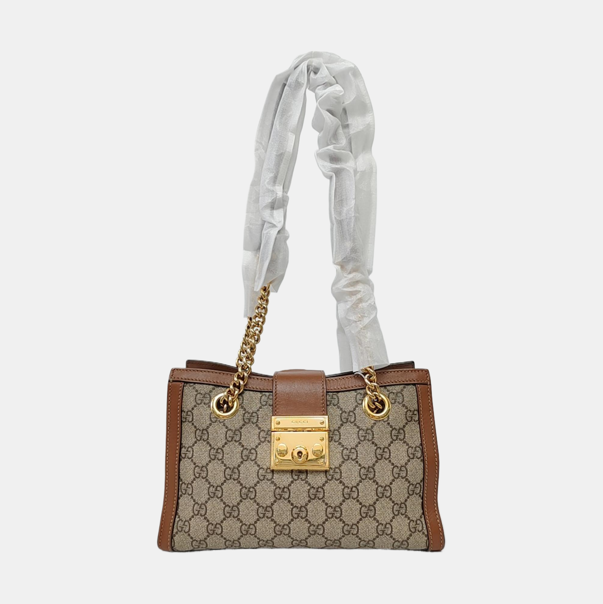 Padlock Small Monogram Coated Canvas Beige