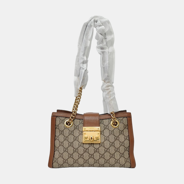 Padlock Small Monogram Coated Canvas Beige