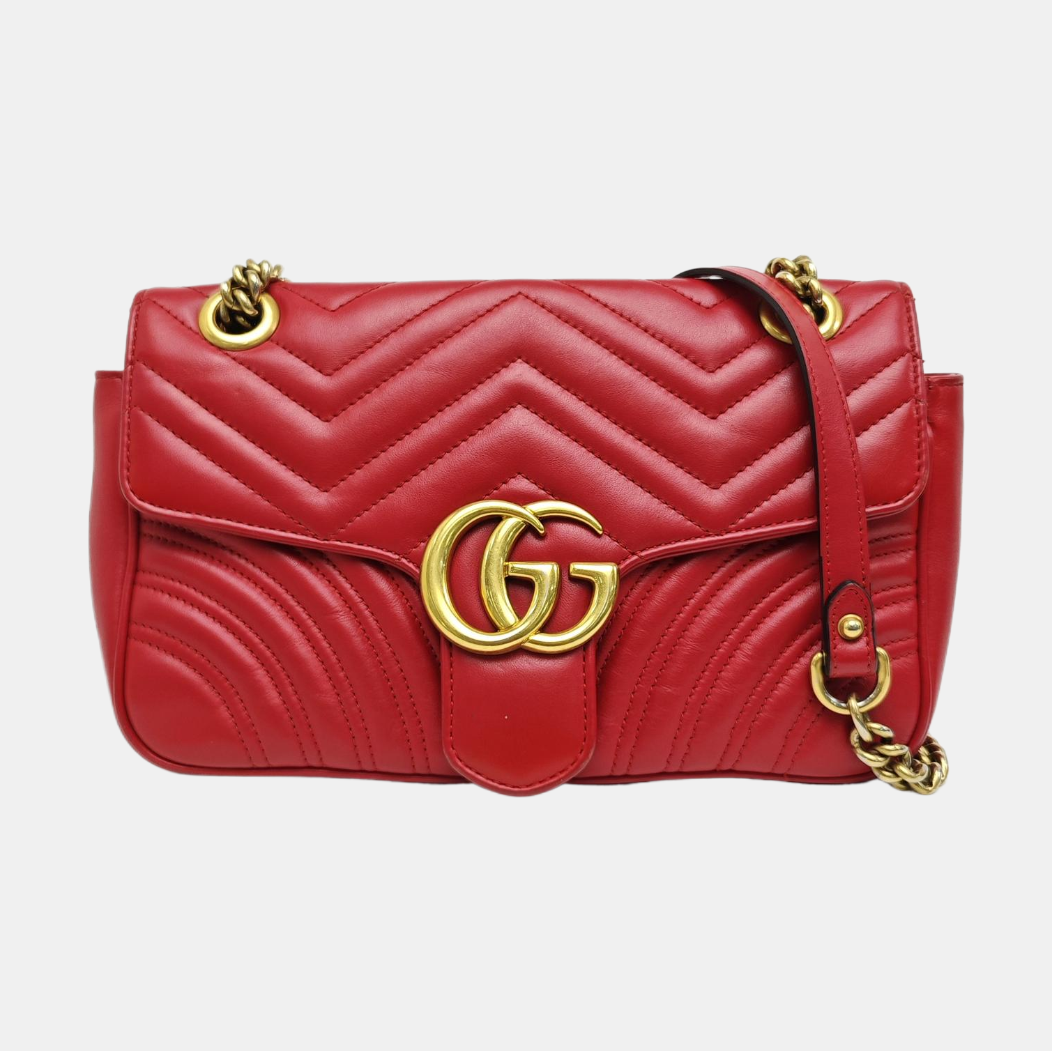 GG Marmont Medium Quilted Calfskin Red