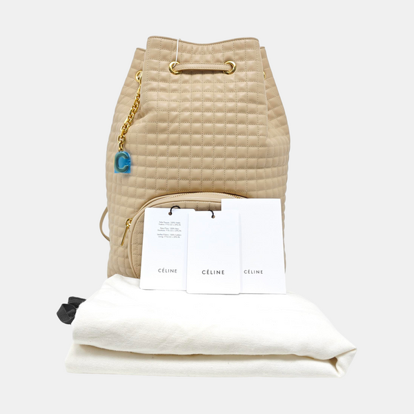 C CHARM Quilted Calfskin Beige