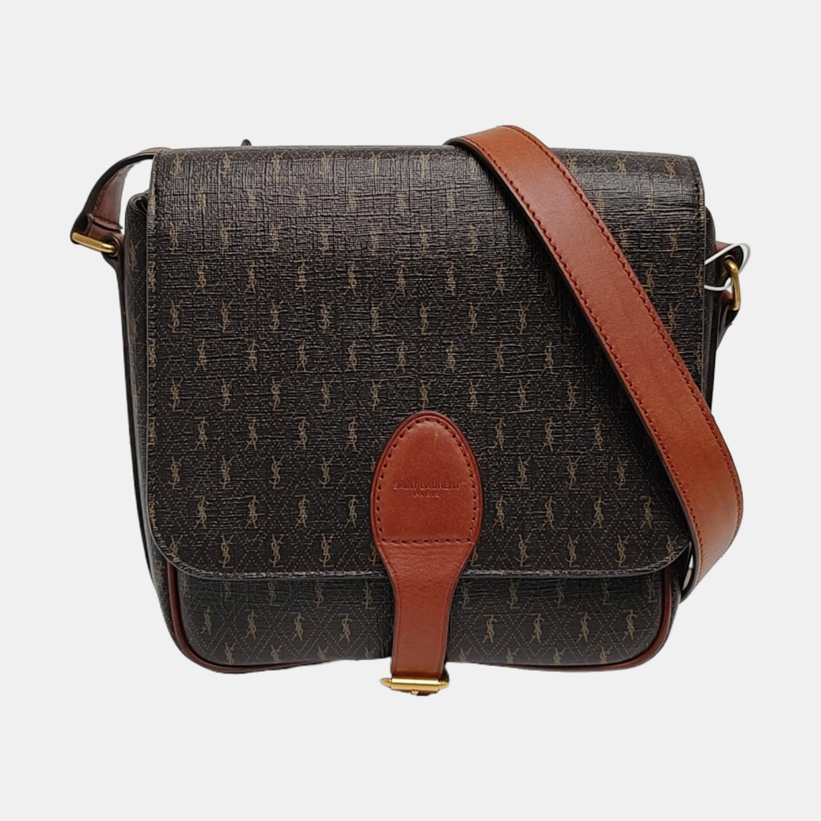 Coated Canvas Crossbody Bag Brown